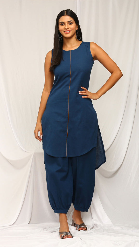 ZOYA : Navy Blue Ethnic Cotton Coord Set Pure Cotton Coords stylefables   