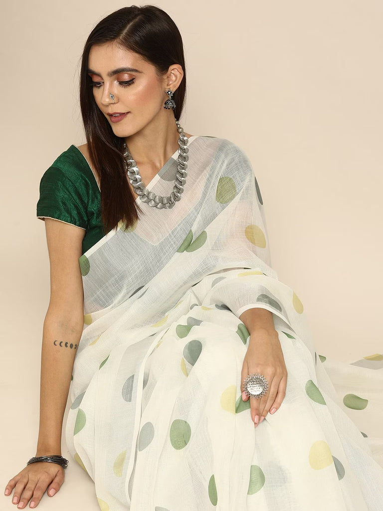 TANEIRA- CREAM Cotton Saree stylefables   