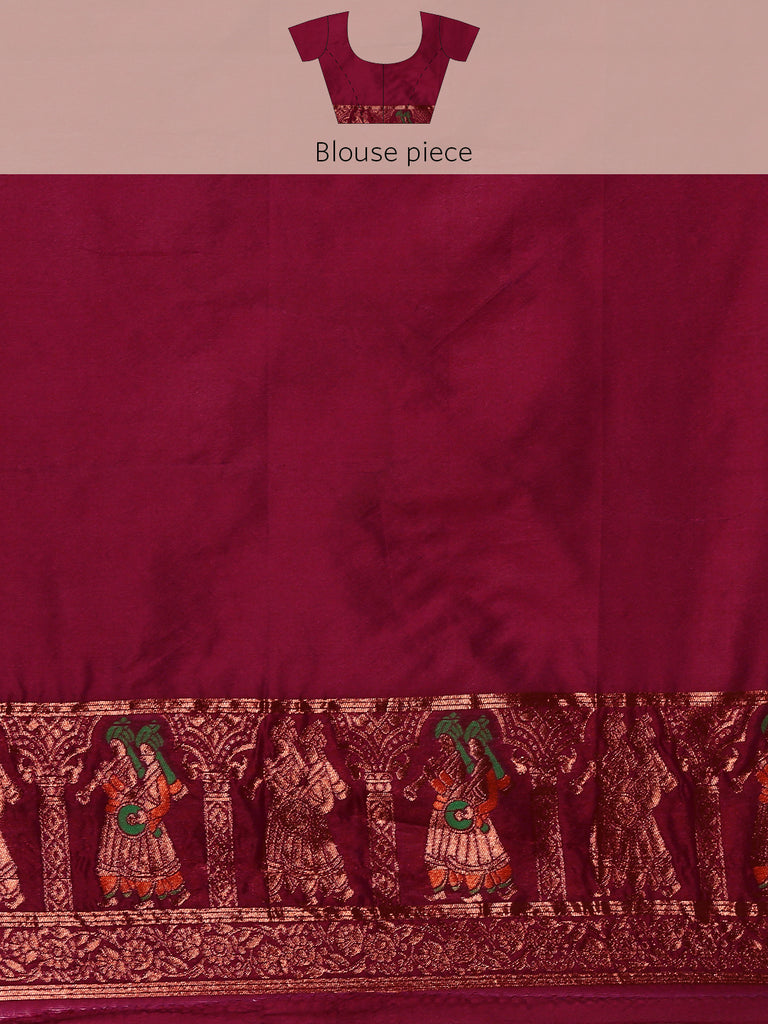 MEENAKARI: Maroon Banarasi Silk Saree Silk Saree stylefables   