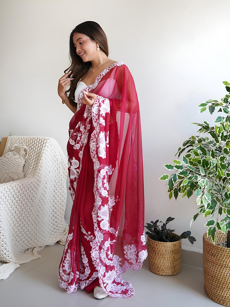 ELAN- RED Cotton Saree stylefables   