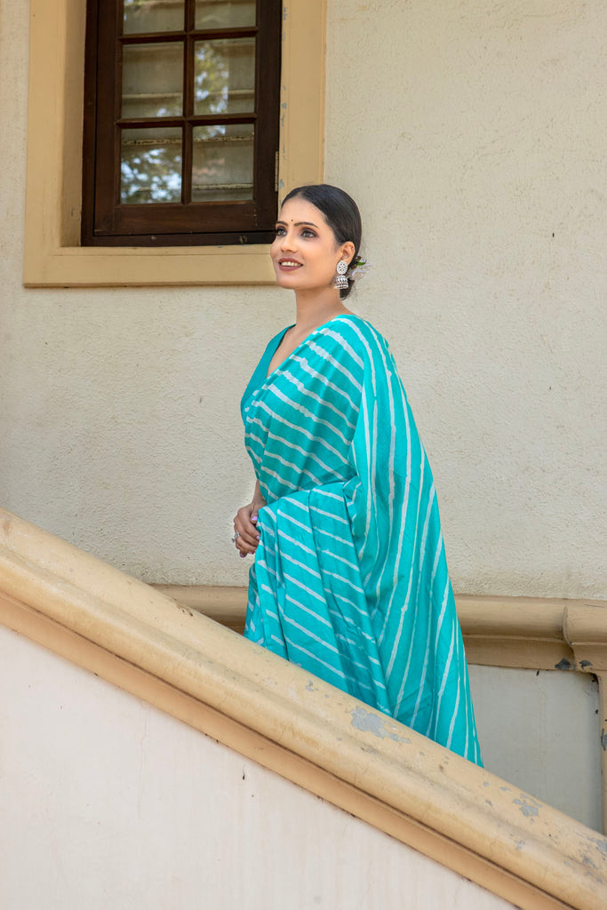 NIHARIKA : Light Turquoise Cotton Saree Cotton Saree stylefables   