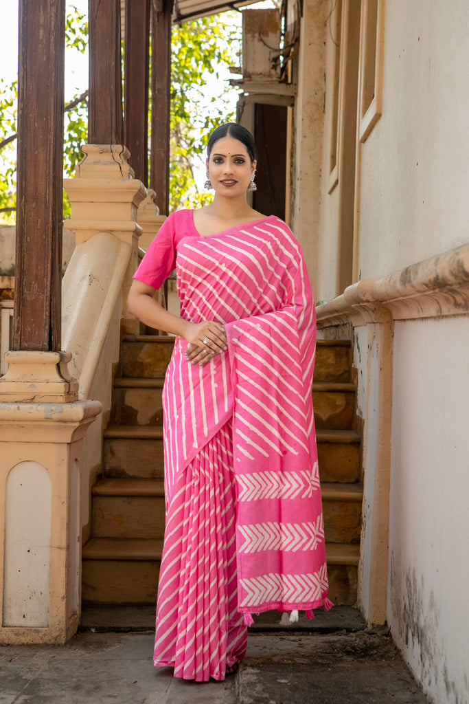 NIHARIKA : Pink Cotton Saree Cotton Saree stylefables   