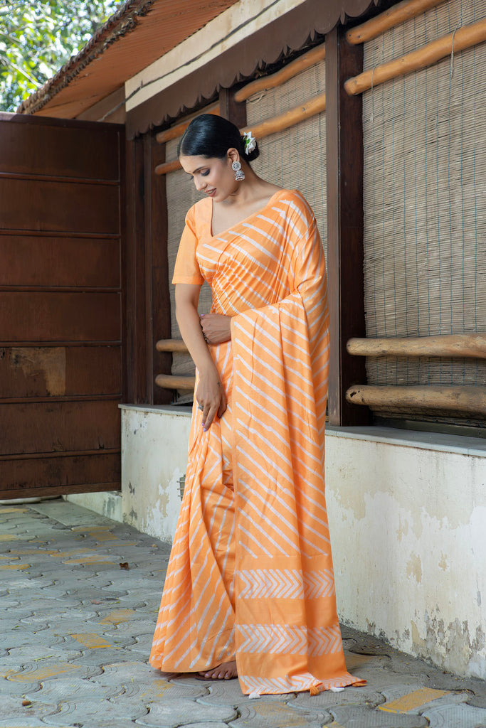 NIHARIKA : Orange Cotton Saree Cotton Saree stylefables   