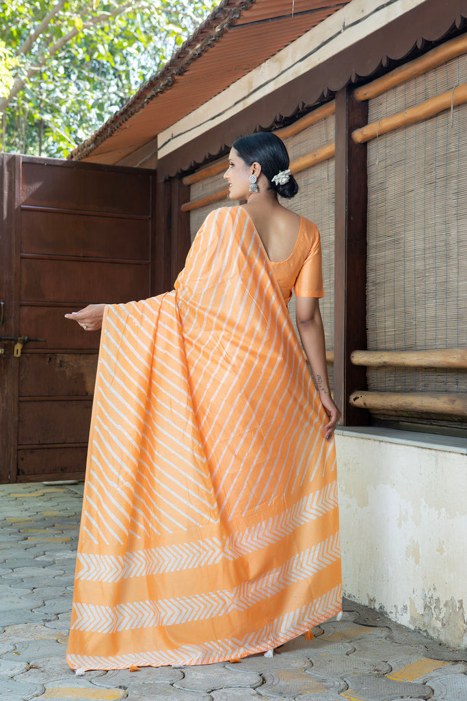 NIHARIKA : Orange Cotton Saree Cotton Saree stylefables   