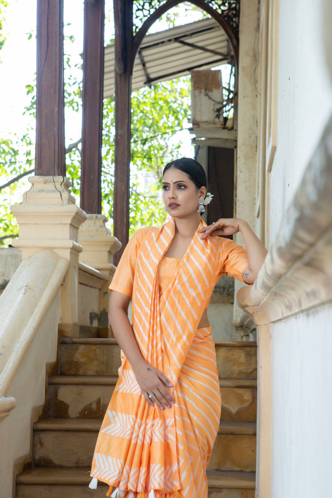 NIHARIKA : Orange Cotton Saree Cotton Saree stylefables   