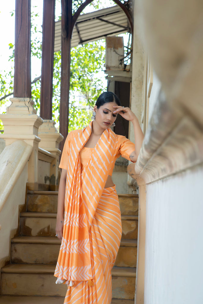 NIHARIKA : Orange Cotton Saree Cotton Saree stylefables   