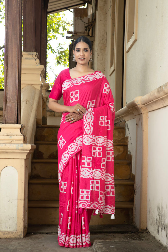 MANNAT : Pink Cotton Saree Cotton Saree stylefables   