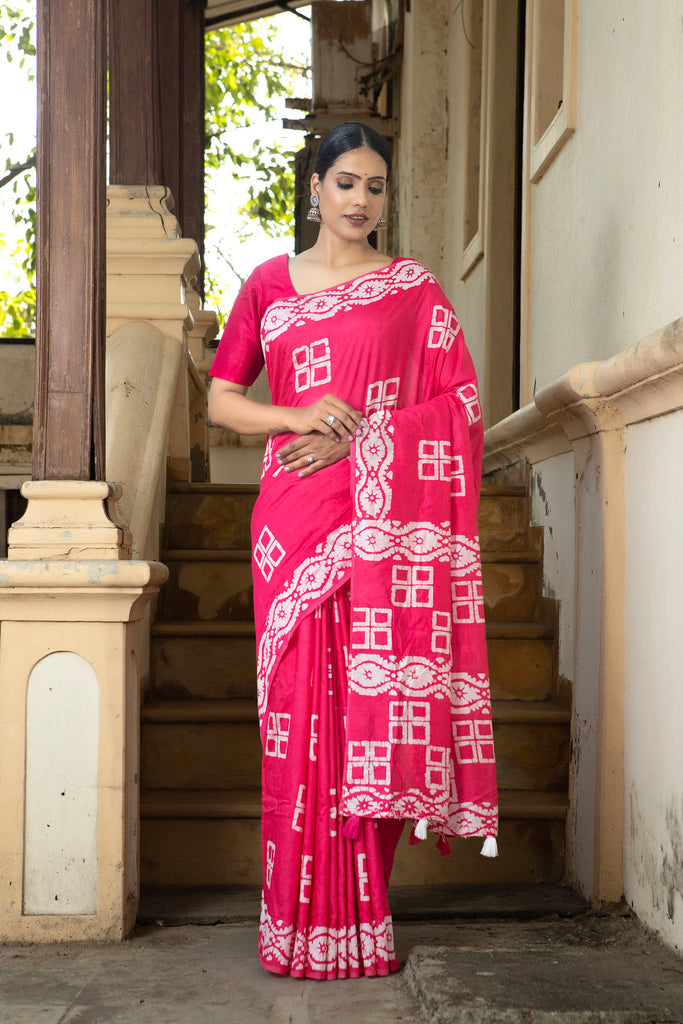 MANNAT : Pink Cotton Saree Cotton Saree stylefables   