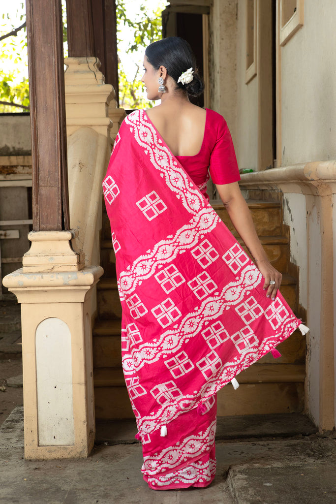 MANNAT : Pink Cotton Saree Cotton Saree stylefables   