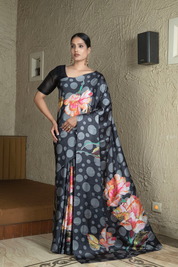 TRENDY TONES Satin Saree stylefables   