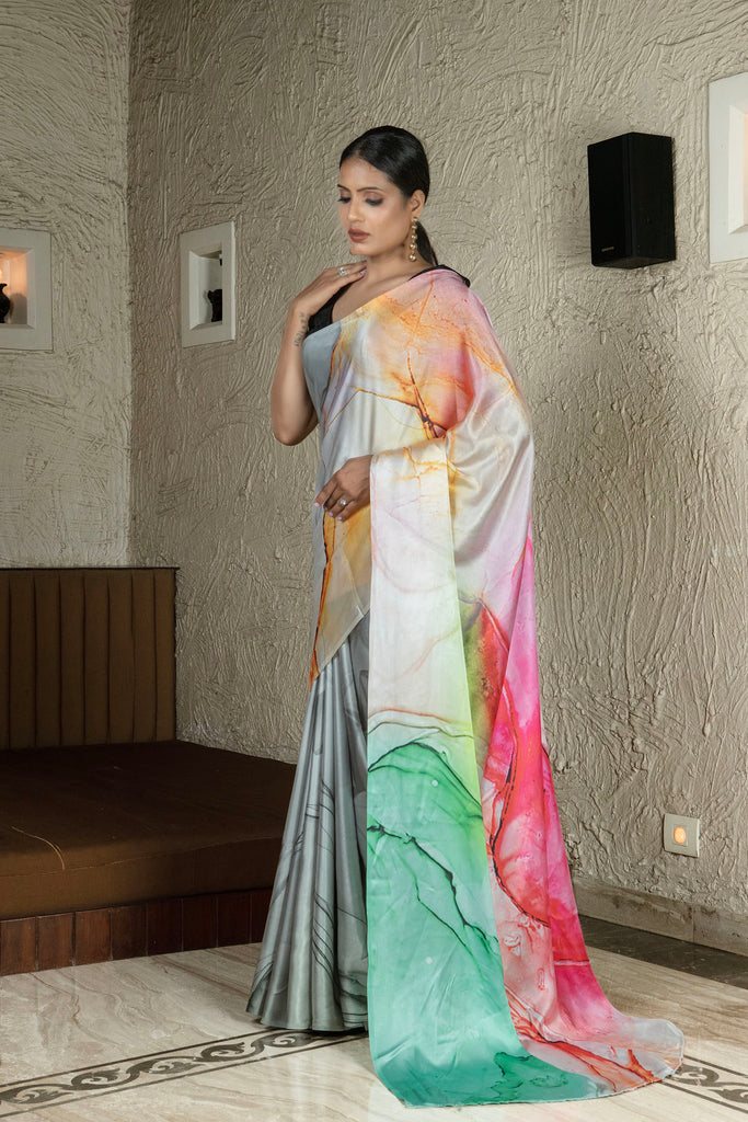 BOLLYWOOD BLENDS Satin Saree stylefables   