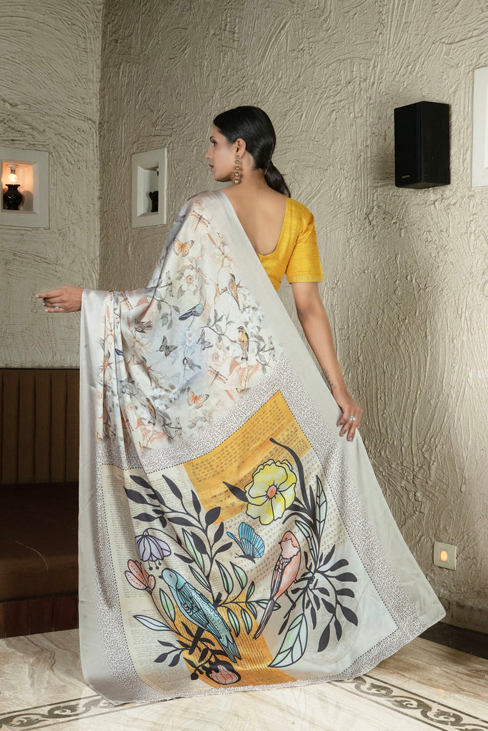 GOLDEN GRACE Satin Saree stylefables   