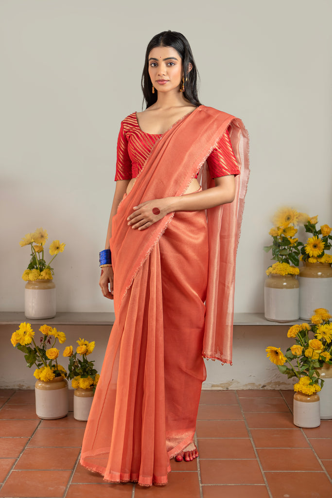 MADHURYA-RED Tissue Zari Saree stylefables   