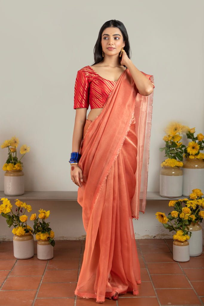 MADHURYA-RED Tissue Zari Saree stylefables   