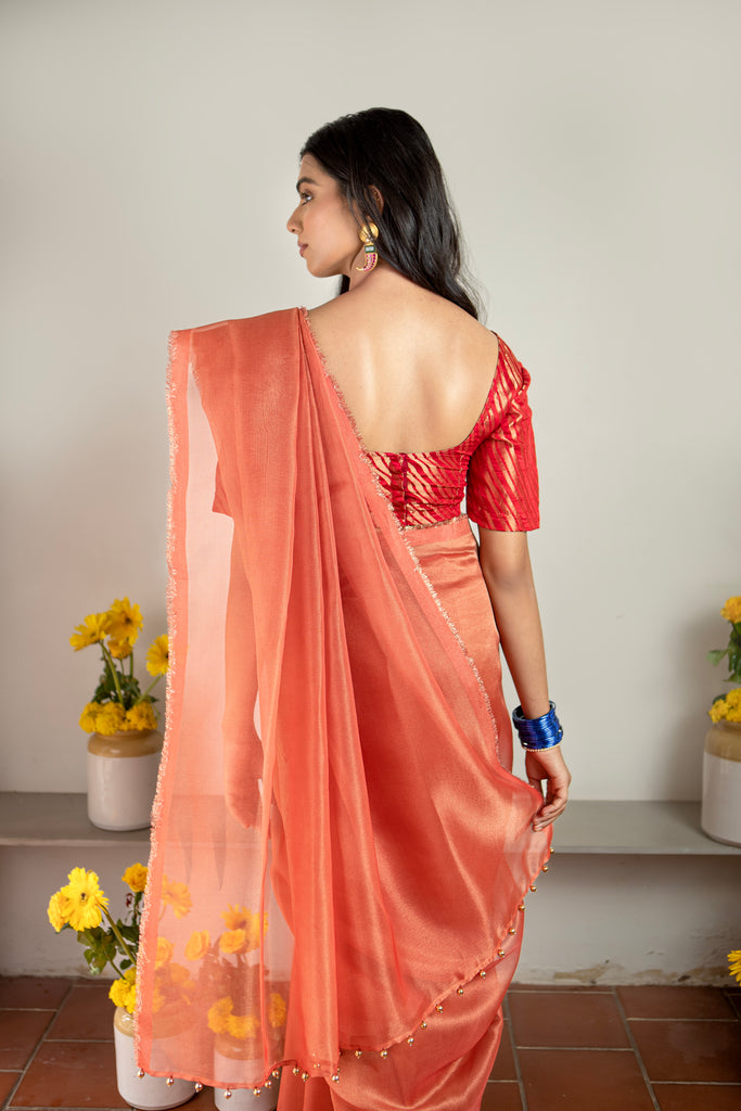 MADHURYA-RED Tissue Zari Saree stylefables   