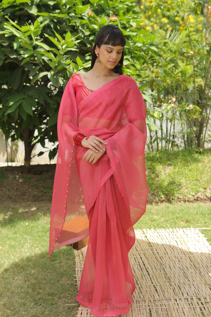 MADHURYA- PINK Tissue Zari Saree stylefables   