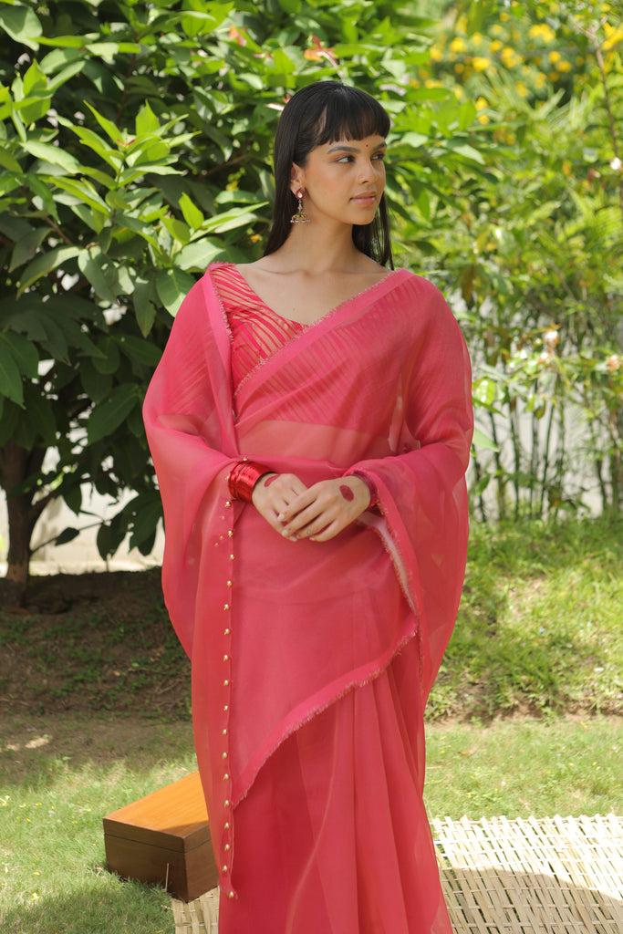 MADHURYA- PINK Tissue Zari Saree stylefables   