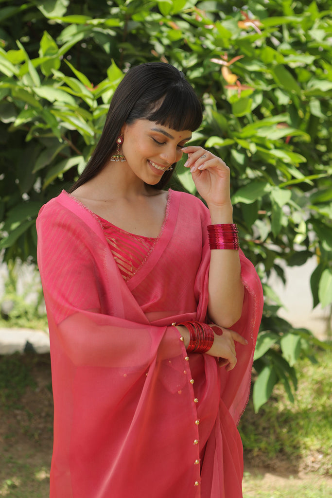 MADHURYA- PINK Tissue Zari Saree stylefables   