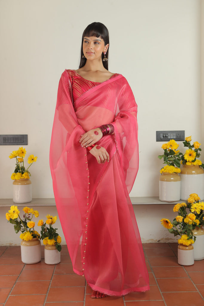 MADHURYA- PINK Tissue Zari Saree stylefables   