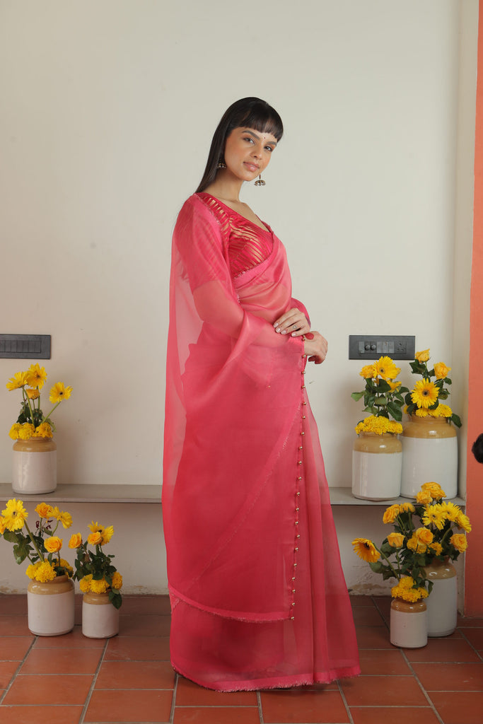 MADHURYA- PINK Tissue Zari Saree stylefables   