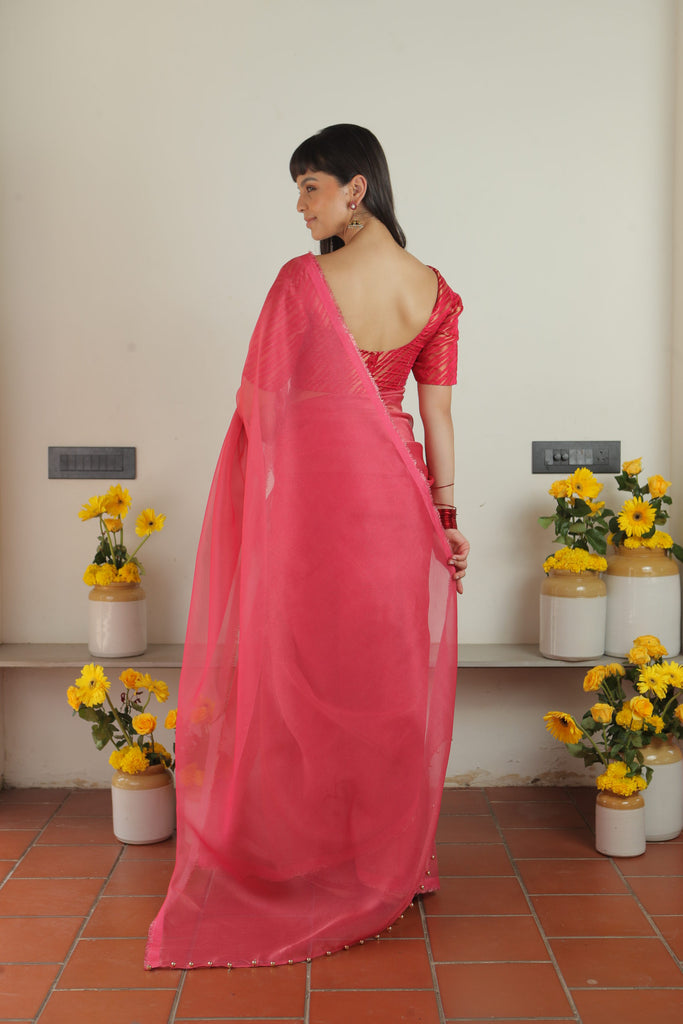 MADHURYA- PINK Tissue Zari Saree stylefables   