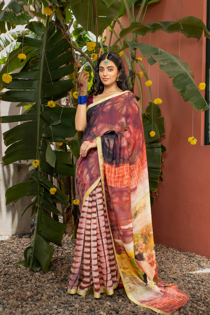 TRENDY NAARI : Red Chanderi Saree Chanderi Saree stylefables   