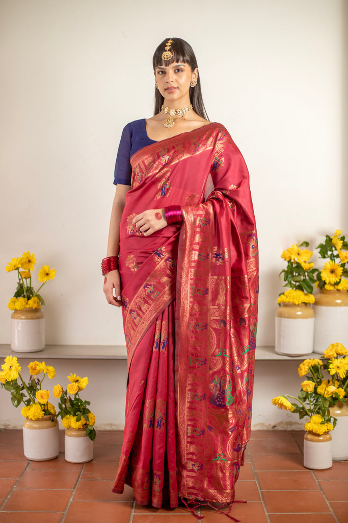 PADMINI: Red Banarasi Silk Saree Silk Saree stylefables   