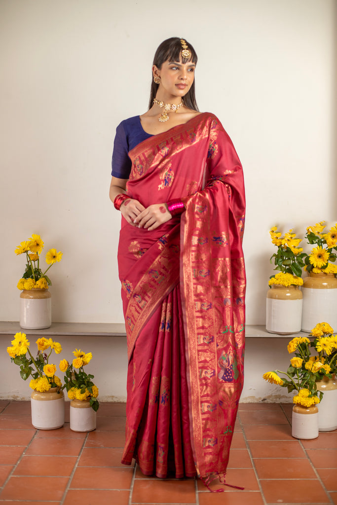 PADMINI: Red Banarasi Silk Saree Silk Saree stylefables   