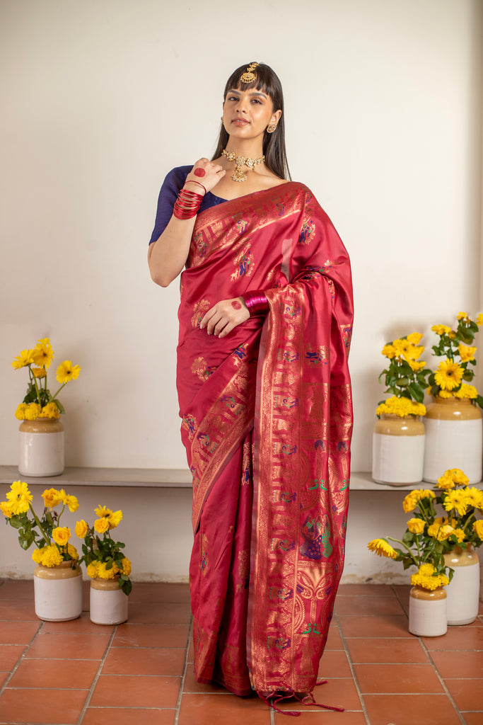 PADMINI: Red Banarasi Silk Saree Silk Saree stylefables   