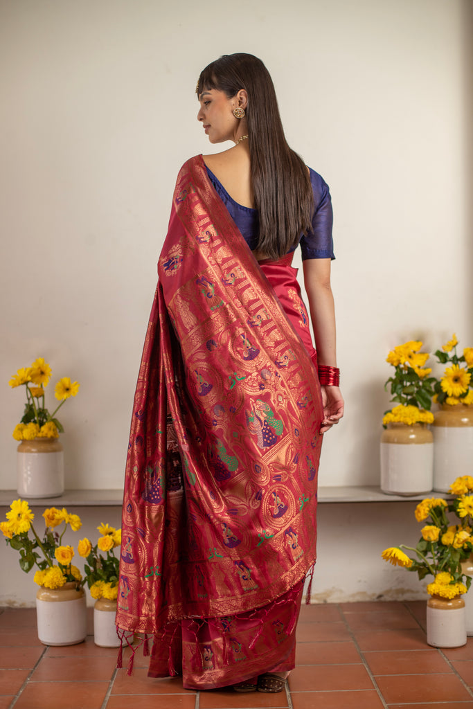 PADMINI: Red Banarasi Silk Saree Silk Saree stylefables   