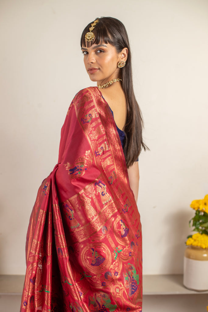 PADMINI: Red Banarasi Silk Saree Silk Saree stylefables   