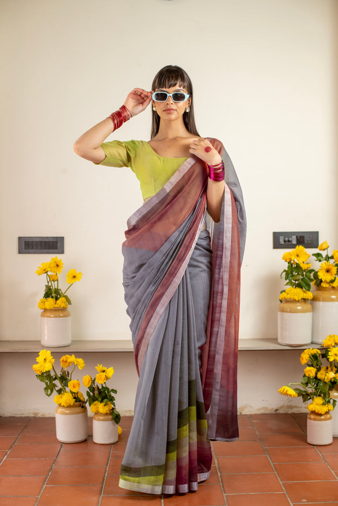 VIBRANT VIBES: Orange Chanderi Saree Chanderi Saree stylefables   