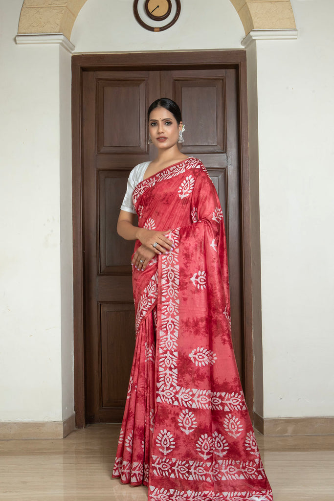 ROOHI : Red Cotton Saree Cotton Saree stylefables   