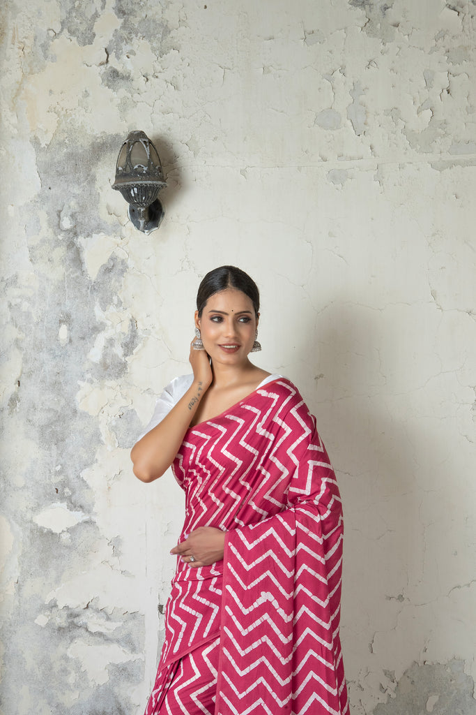 KIMAYA : Pink Cotton Saree Cotton Saree stylefables   