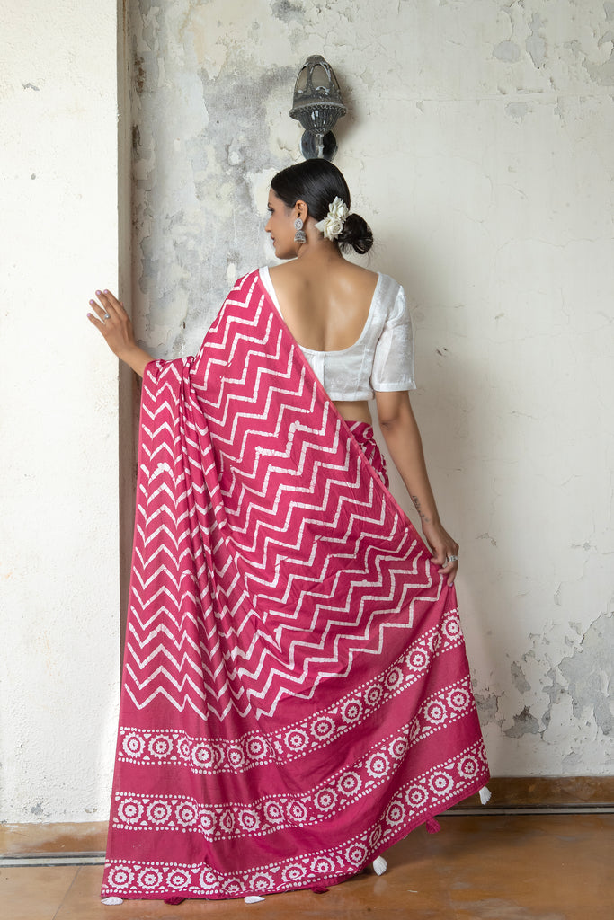 KIMAYA : Pink Cotton Saree Cotton Saree stylefables   