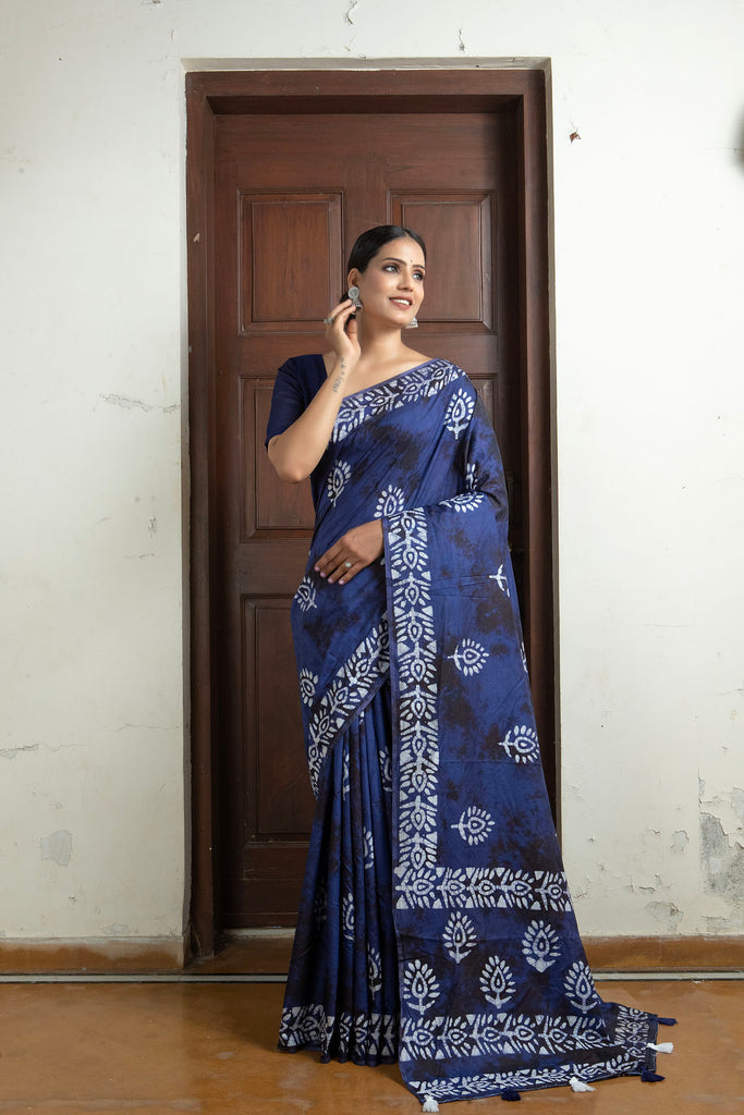 ROOHI : Blue Cotton Saree Cotton Saree stylefables   