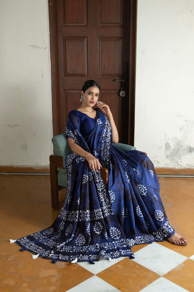 ROOHI : Blue Cotton Saree Cotton Saree stylefables   