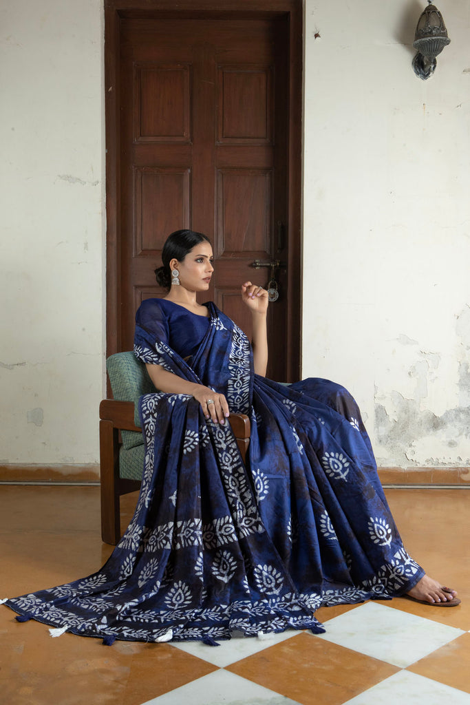 ROOHI : Blue Cotton Saree Cotton Saree stylefables   