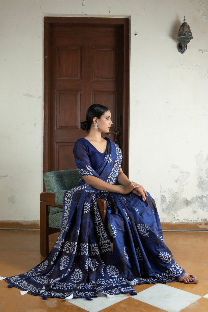 ROOHI : Blue Cotton Saree Cotton Saree stylefables   