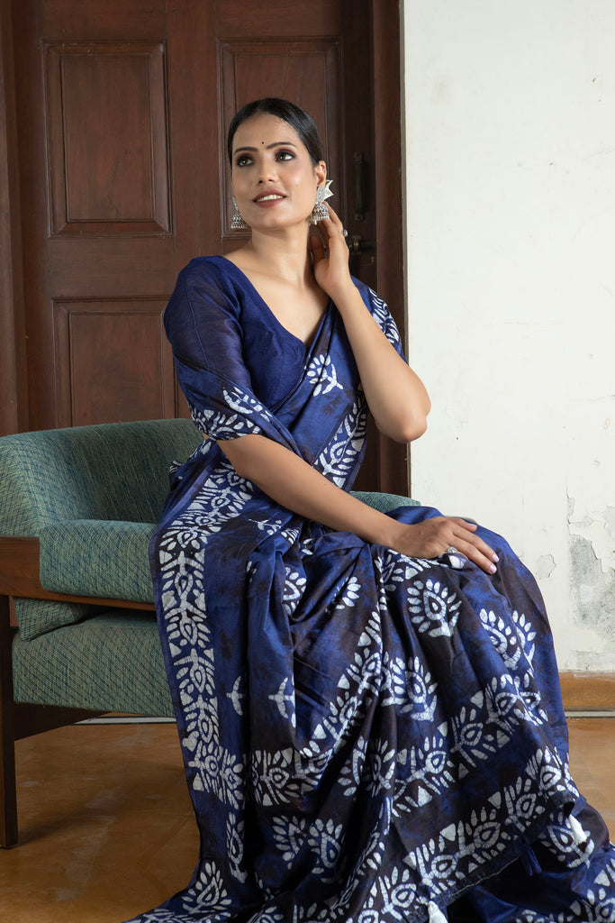 ROOHI : Blue Cotton Saree Cotton Saree stylefables   