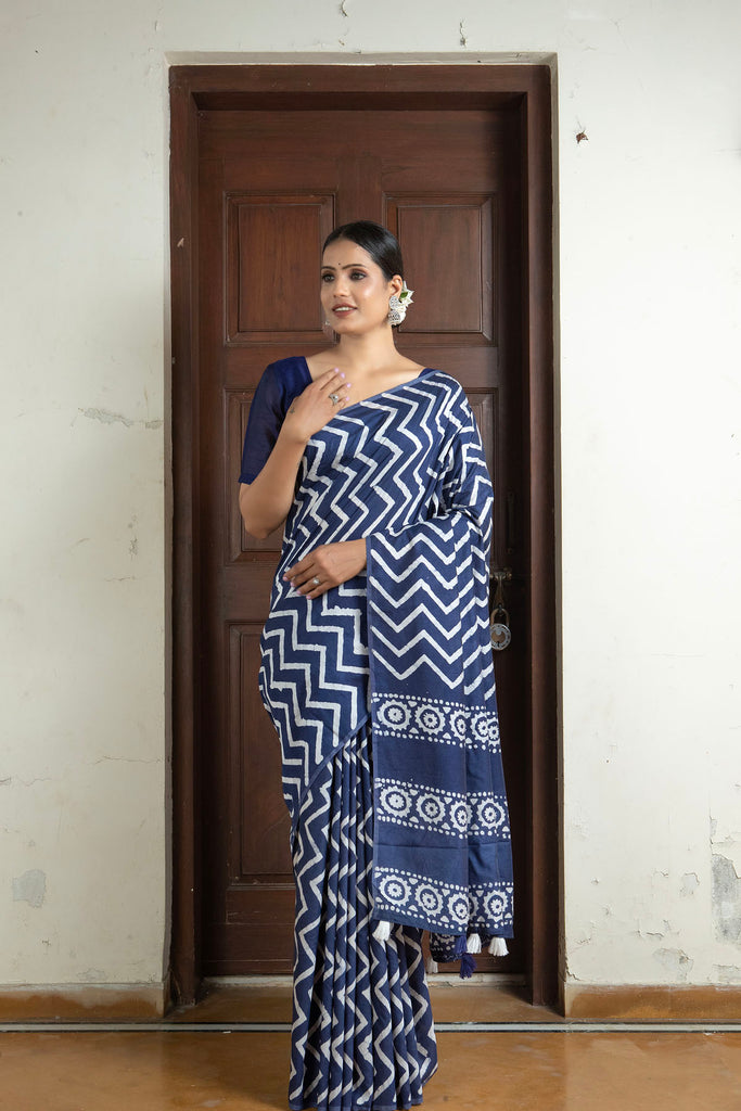 KIMAYA : Blue Cotton Saree Cotton Saree stylefables   