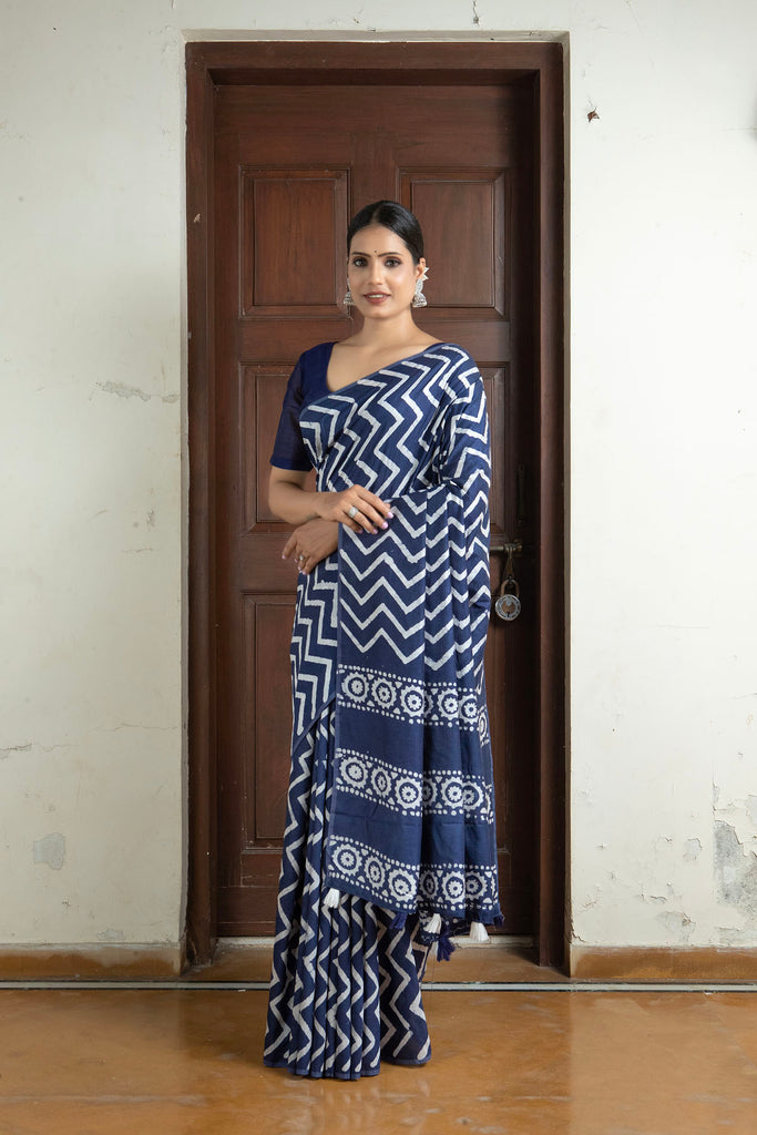 KIMAYA : Blue Cotton Saree Cotton Saree stylefables   