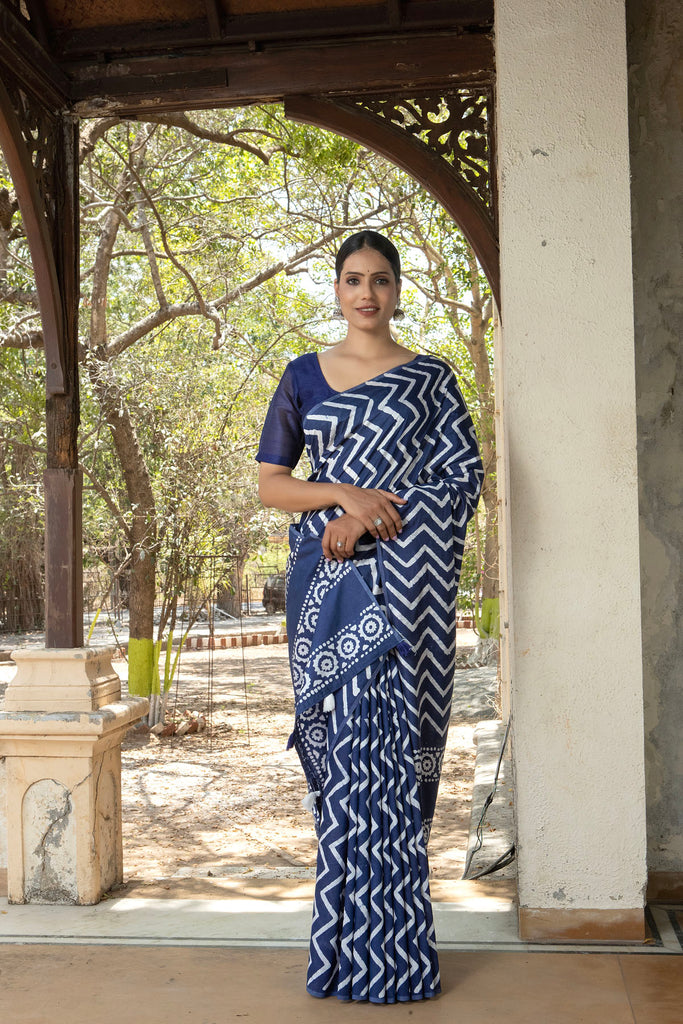 KIMAYA : Blue Cotton Saree Cotton Saree stylefables   