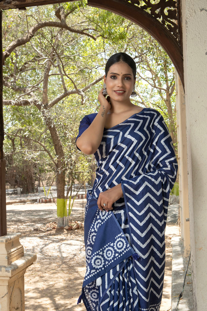 KIMAYA : Blue Cotton Saree Cotton Saree stylefables   