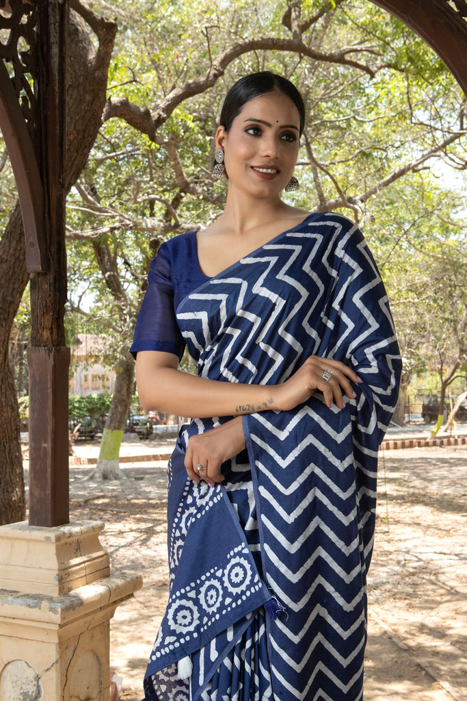 KIMAYA : Blue Cotton Saree Cotton Saree stylefables   