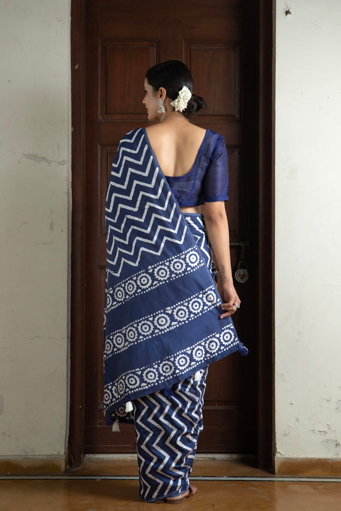 KIMAYA : Blue Cotton Saree Cotton Saree stylefables   