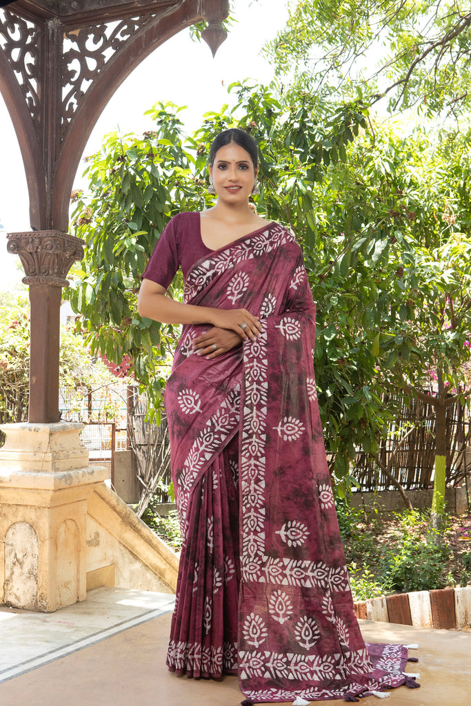 ROOHI : Maroon Cotton Saree Cotton Saree stylefables   