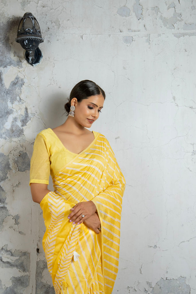 NIHARIKA : Yellow Cotton Saree Cotton Saree stylefables   