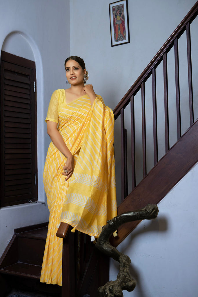 NIHARIKA : Yellow Cotton Saree Cotton Saree stylefables   