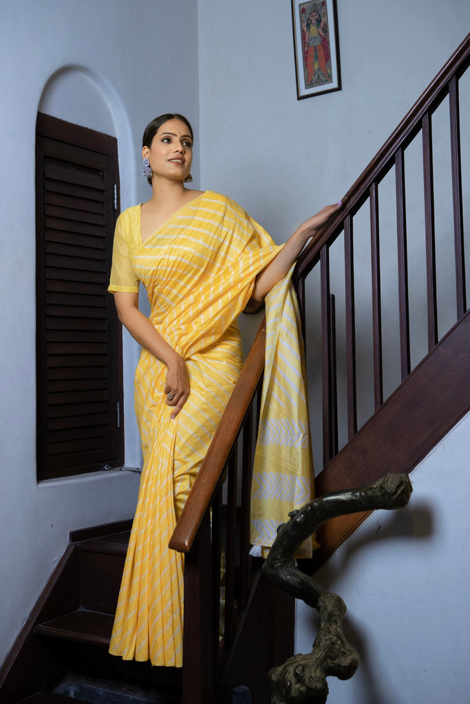 NIHARIKA : Yellow Cotton Saree Cotton Saree stylefables   